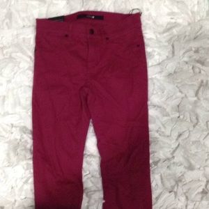 Reddish pinkish velvet skinny jeans